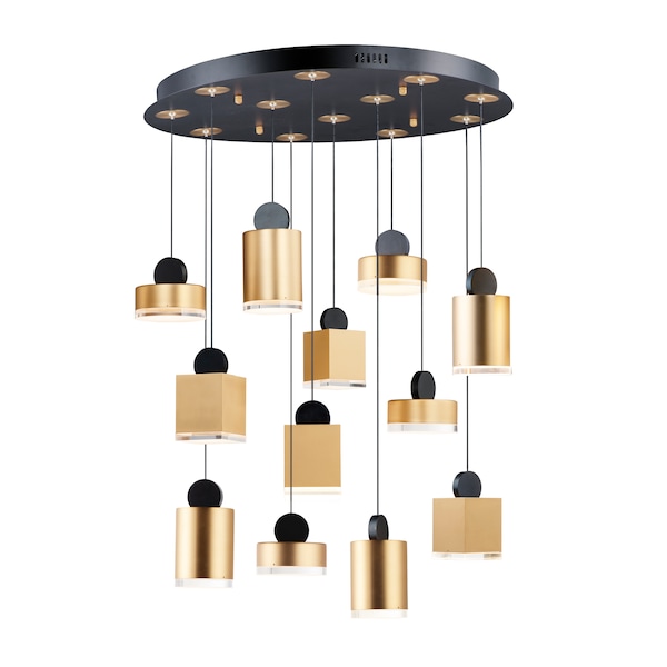 Et2 Nob 12-Light 26.5" Wide Black / Gold Pendant Light E20869-75BKGLD - main
